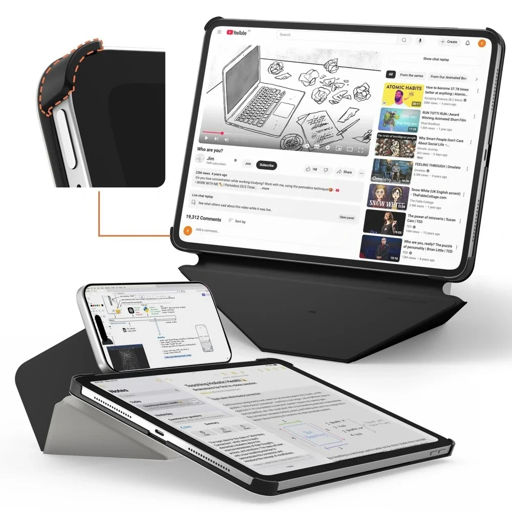 MOFT Dynamic Folio Case iPad Air 11 M4 M3 M2 5th 4th Gen 20+ Angles Gray Black